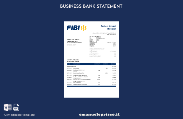 stile verificato Modello di estratto conto di controllo della prima banca intern